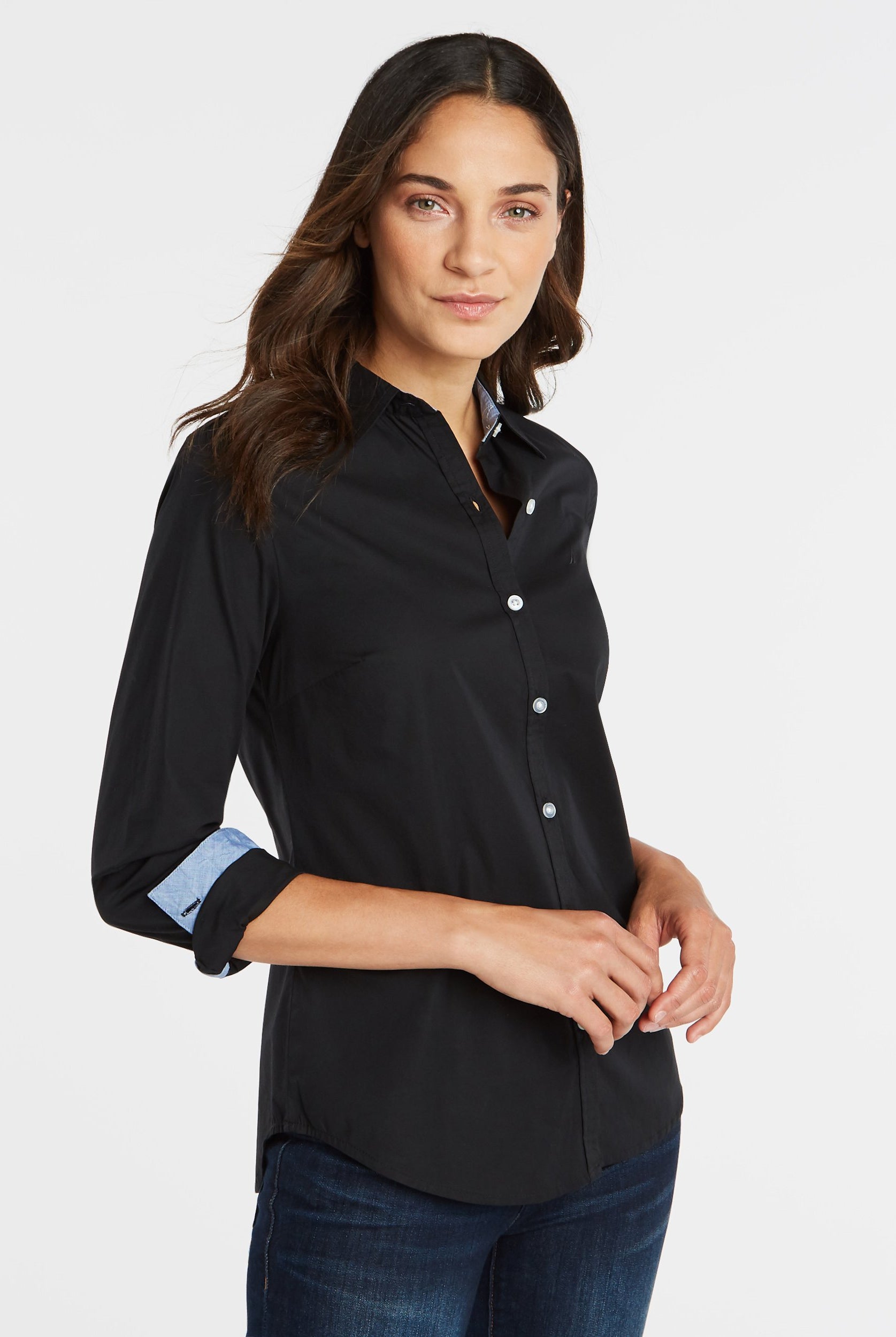 CAMISA MANGA LARGA DAMA - L / AZUL - CAMISA MANGA LARGA DAMA